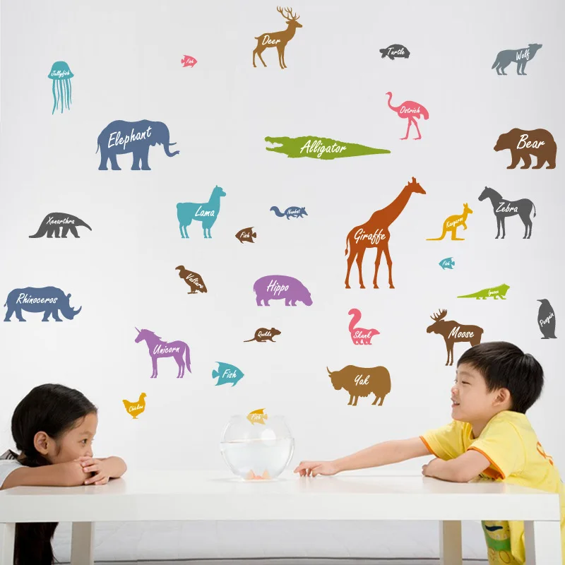 

New wall stickers manufacturers wholesale small animal silhouette children bedroom bedroom removable PVC wall stickers