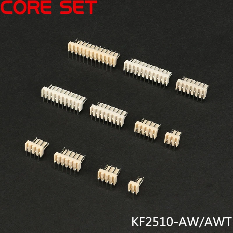 

50pcs/lot KF2510 KF2510 2/3/4/5/6/8/9/12 AW/AWT 2510 2.54 mm Male Connector Right Angle Pin Header 2.54mm