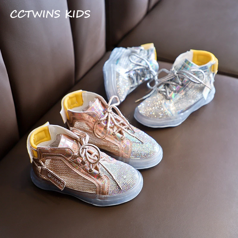 

Kids Glitter Shoes 2019 Summer Boys Fashion Casual High Top Dress Sneakers Rhinestone Breathable Shoe Girls Sport Trainer FH2428
