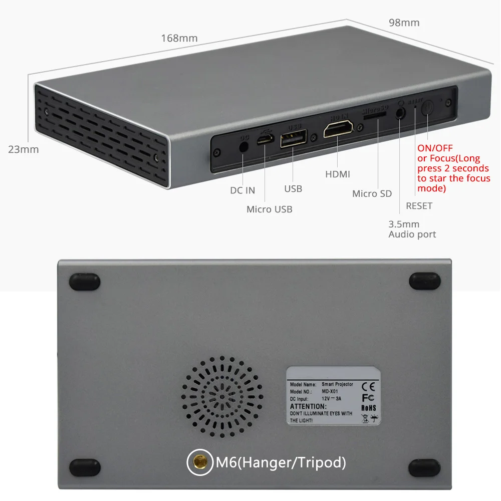 ThundeaL T16 DLP العارض 280 ANSI الروبوت WiFi بلوتوث بطارية يده لعبة فيديو Miracast دعم 4 K البسيطة LED 3D العارض