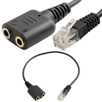 

Double 3.5mm Female to RJ9 Male Headset Jack Telephone Cable Connector Audio Aux Converter Headphone Adapter