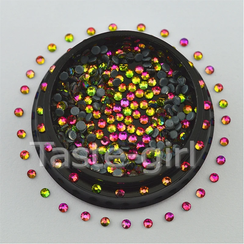 

Green AB Color Glitter Nail Rhinestone Round Designs Flat Back Charm 3D Nail Art Decorations Beauty Nails Jewelry Accessories