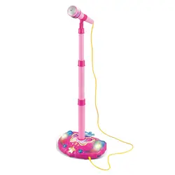 Горячая продажа Дети Караоке обучающая машина Регулируемая подставка микрофон музыкальная игрушка с световым эффектом-розовый