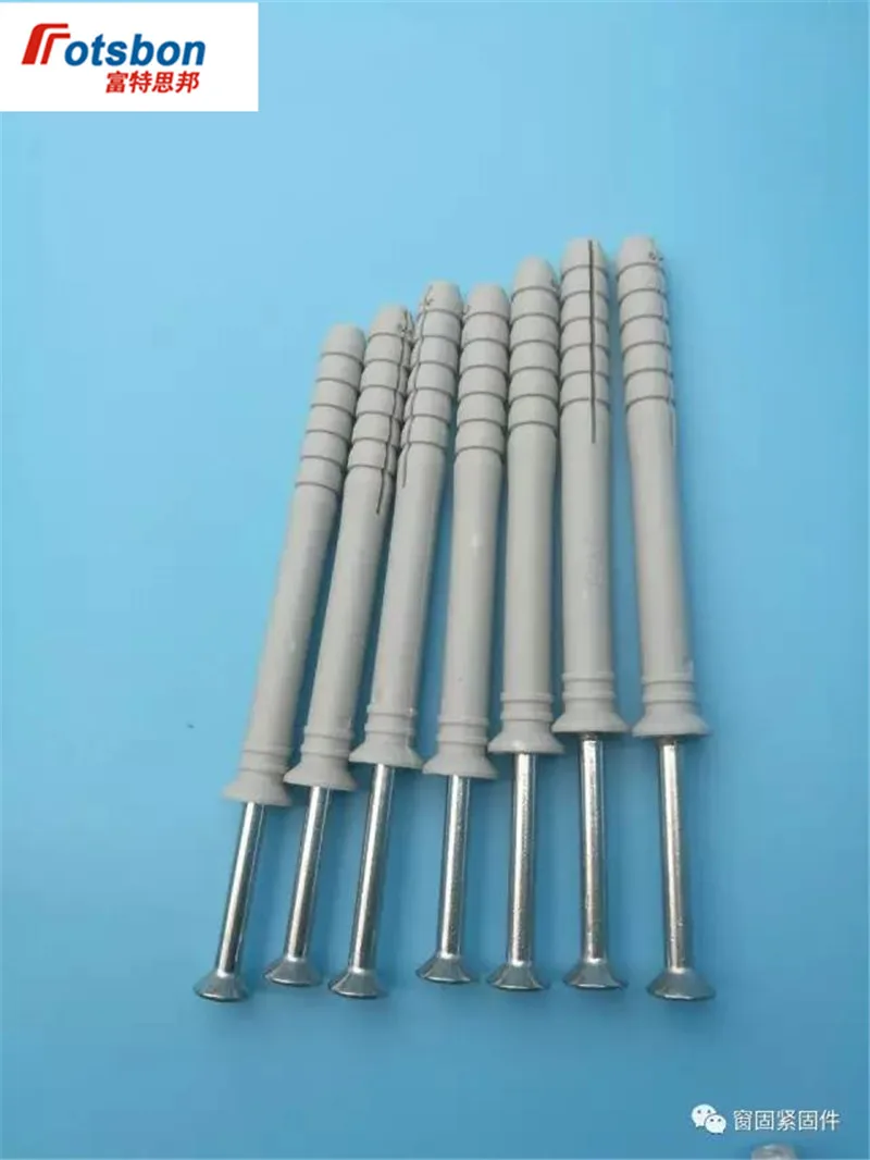 

15pcs 8*80 Expansion Nail+Nylon Strikes The Distensible Bolt Big Head Plum Groove Cement Nail In Stock Factory Wholesales