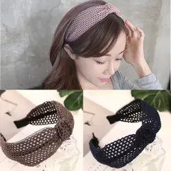 Новый Для женщин полые кружева узел широкий Hairbands Головные уборы аксессуары для волос для девочек Корейский леди сладкий ободки мода