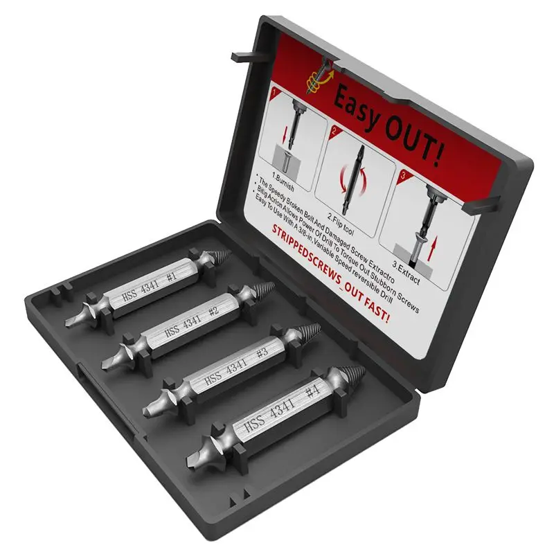 Screw Extractor Kit Set Damaged Screw Extractor And Remove Set Made Of High-Speed Steel Hss 4341,A1D02 2 Pack Of Stripped Scre Screw Extractor Kit Set Damaged Screw Extractor And Remove Set Made Of High-Speed Steel Hss 4341,A1D02 2 Pack Of Stripped Scre
