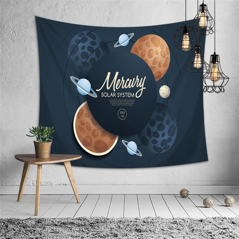 

galaxy accessories wall decoration throw thin polyester yoga mat celestial body printed bedspread bedroom for apartment interior
