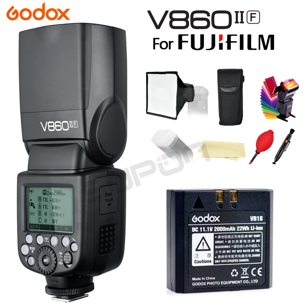 Вспышка Godox Speedlite V860IIF V860II-F светильник для селфи 2,4G 1/8000s 2000mAh Li-on Аккумулятор вспышка-светильник для камеры Fujifilm+ подарки