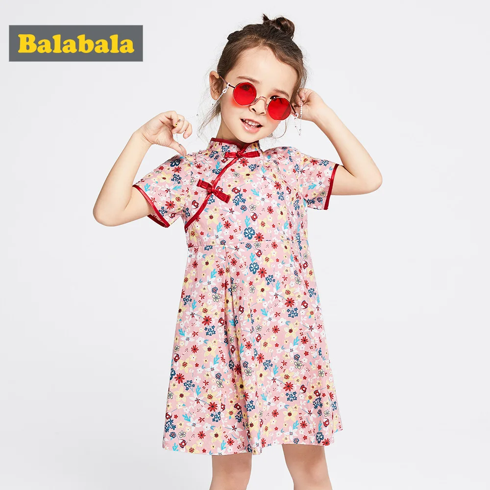 

BalabalaChildren's wear cheongsam dress girls Chinese style summer 2019 new children's baby dress girls dresses cotton short sle