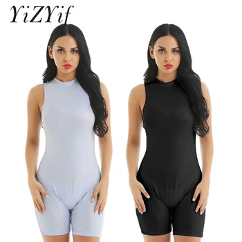 

YiZYiF Women Sexy Bodycon Tank Romper Bodysuits One Piece Smooth Crewneck Sleeveless Bodycon Tank Club Short Jumpsuit Clubwear