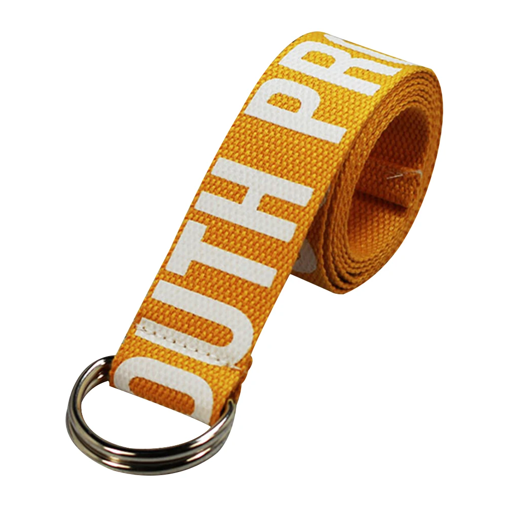 

Accessories Webbing Decorative Women Belt Canvas D-Ring Buckle Waist Band Adjustable Letter Print Adult Casual All Wide
