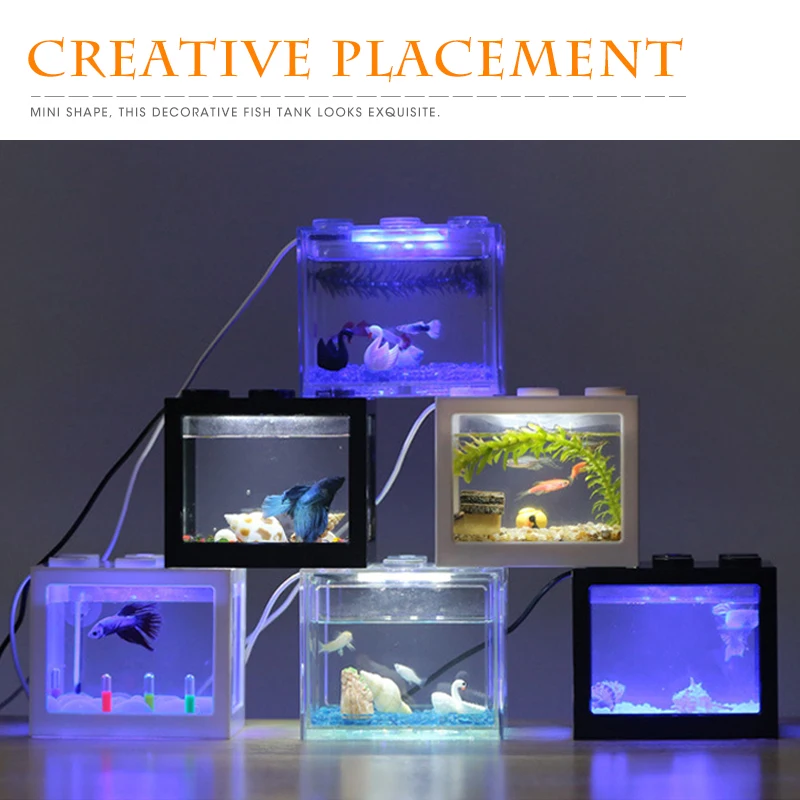 Mini Fish Tank Led Mini Small Aquarium Fish Tank Kit Smart