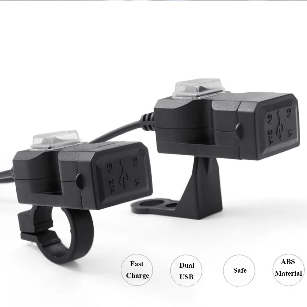 Водонепроницаемое зарядное устройство для мотоцикла с двумя USB портами 5 В 1 а/2