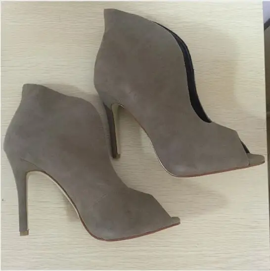 ¡oferta Profundo V As Tacón De Zapatos Piel black Escote Alto Mujer Para Mujer Show En Botines as Vestir Ante Con Leather Show A Moda La rfO4Hrq