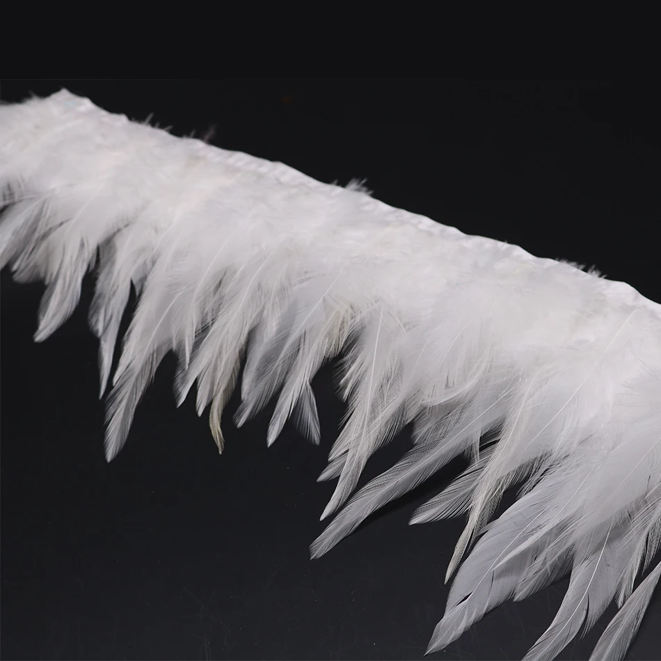 Free shipping Popular white Rooster Hackle Feather fringes 10 Yard 10