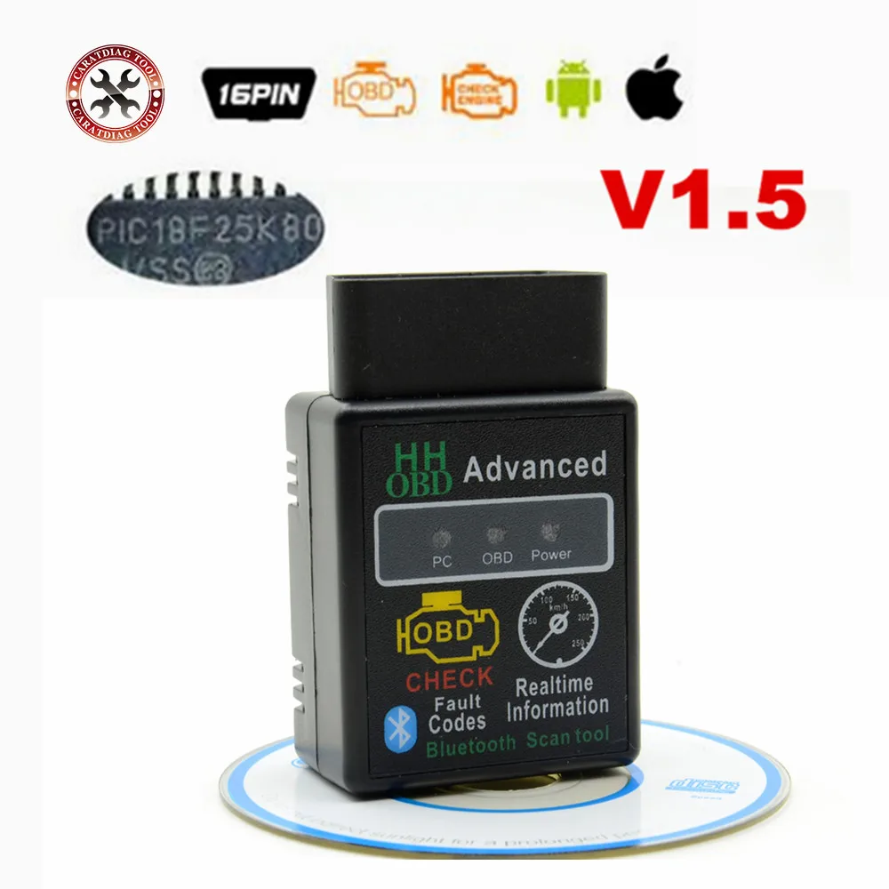 PIC18F25K80 ELM327 BT V1.5 OBD2 сканирующее устройство транспортного средства неисправности