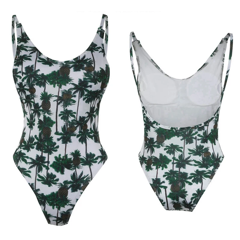 One Piece Swimsuit Women Print Bodysuits Swimwear Summer Sexy Backless (3)