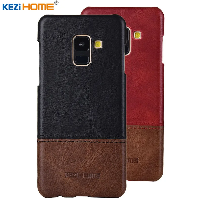 

Case for Samsung Galaxy A8 2018 KEZiHOME Luxury Hit Color Genuine Leather Hard Back Cover For Samsung A8 2018 5.6'' Phone cases