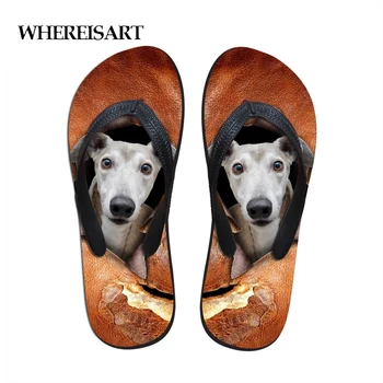 

WHEREISART New Summer Fashion Men Flip Flops Shoes Cool Wear-resistant Dog Print Beach Slippers Size 39-44 Flats Sandals for Men