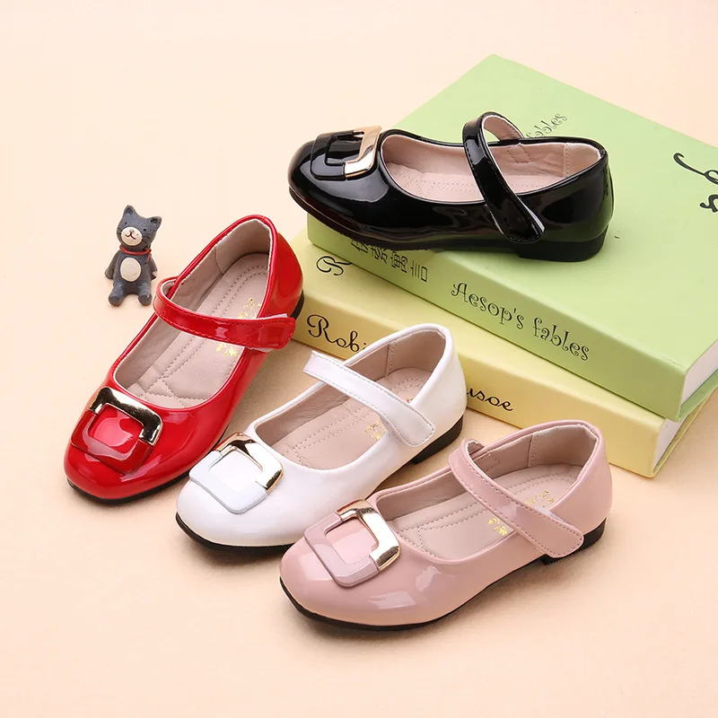 AFDSWG/весенне-осенние красные туфли из искусственной кожи для девочек; белые школьные туфли; черные детские туфли принцессы; кожаная обувь для детей; цвет розовый
