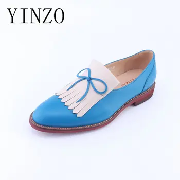 

YINZO Brand Shoes Woman Casual Tassel Bow Round head Oxford Shoes for Women Flats Comfortable slip on Loafer zapatos mujer