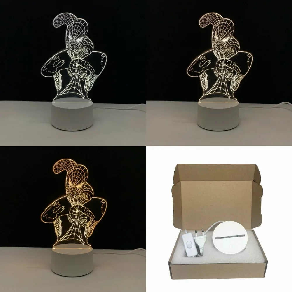  Movie Hero Spiderman 3D Night Light Acrylic Plate Bulb USB LED Multicolor Home Decorative Lamp Ligh - 32949011361