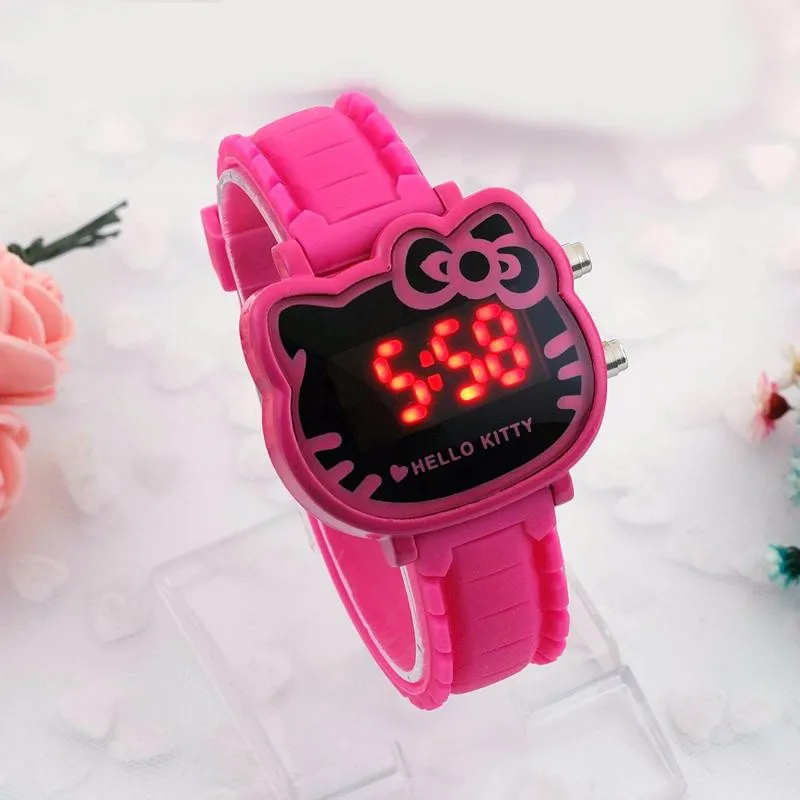 Розовые праздничные часы для девочек hello kitty, милые Мультяшные модные детские часы, качественные наручные часы Relogio Hodinky, светодиодный цифровой дисплей