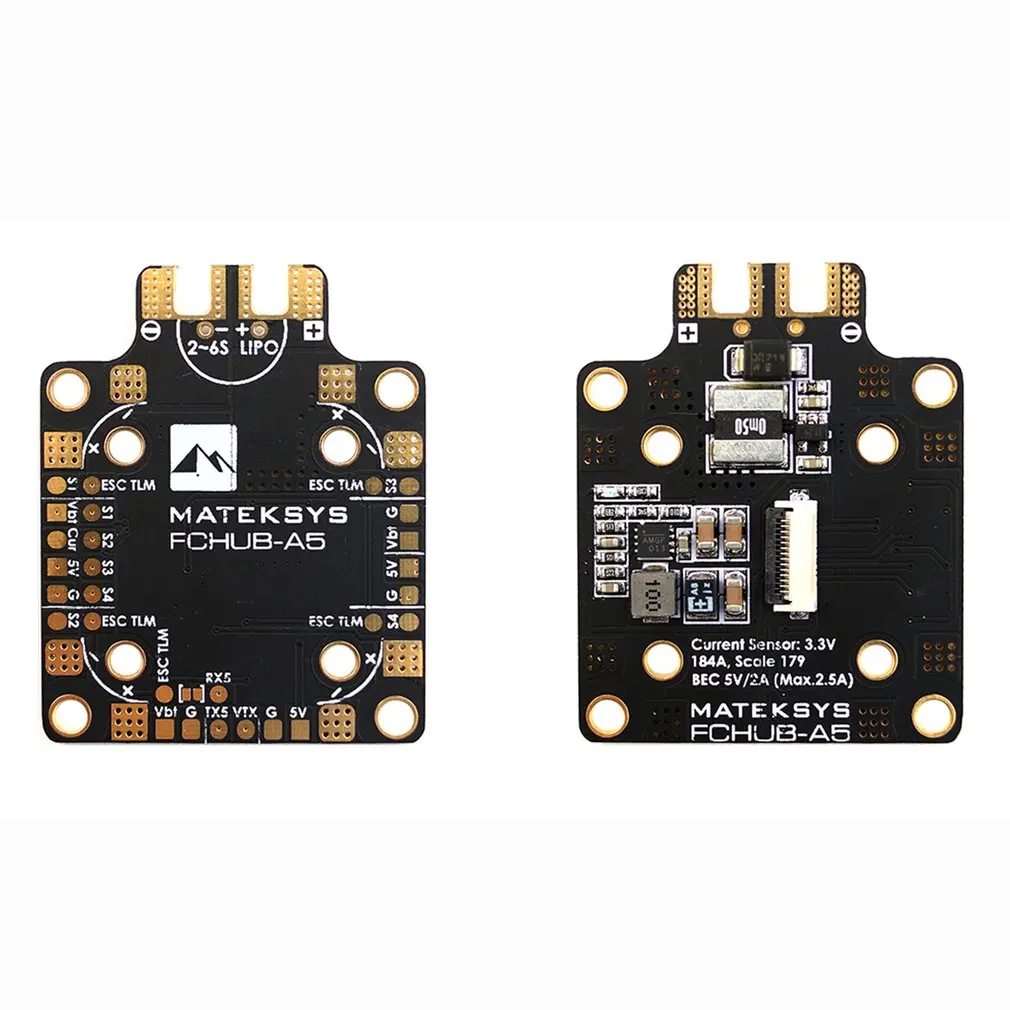 

FCHUB A5 PDB Built-in 184A Current Sensor 5V 2A BEC 2-6S for RC Drone Quadcopter FPV Racing Drone Model Toys Parts Accessories