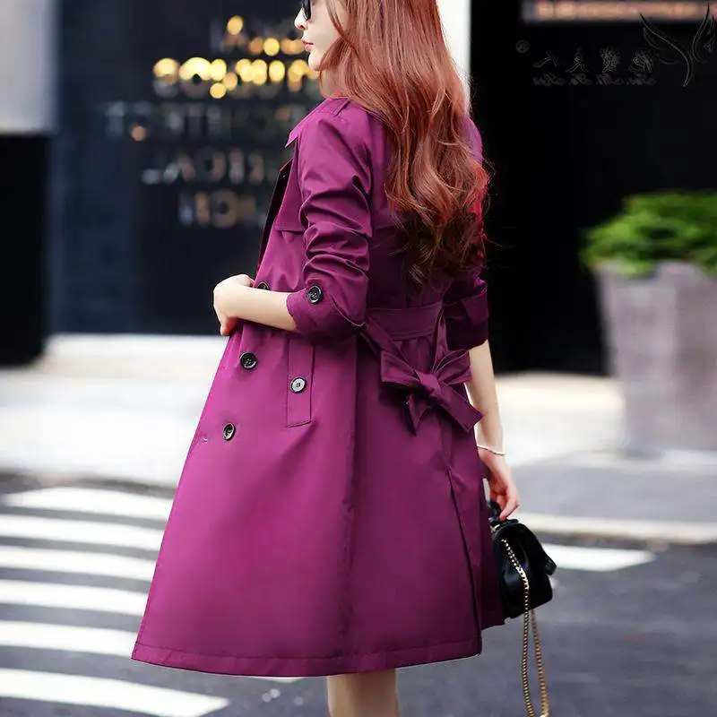 Goedkoop Trenchcoat voor Vrouwen 2019 Streetwear Turn down Kraag Slim Fit Double Breasted Herfst Dames Lange Jas Plus Size 3XL 4XL