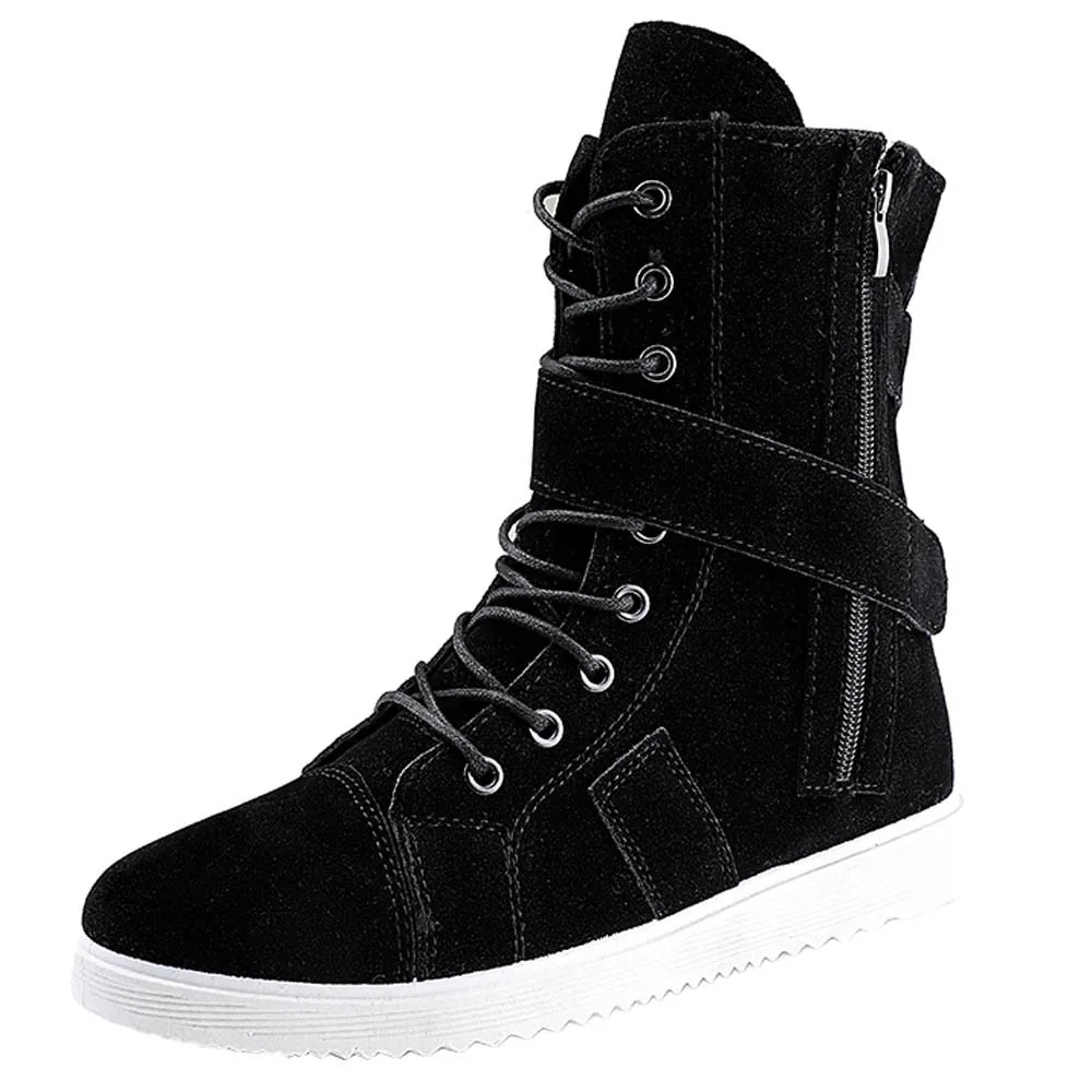 SAGACE/ г. Осенне-зимние мужские ботинки английские ботинки сохраняющие тепло мужские военные ботинки высокие рабочие ботинки мужской размера плюс 39-45 - Цвет: Черный