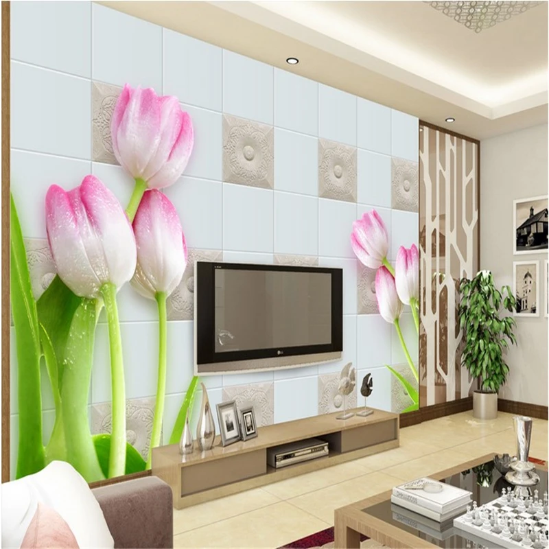 beibehang 3d sofa background wall papers home decor for living room bedroom Office TV background mural wallpaper tulip