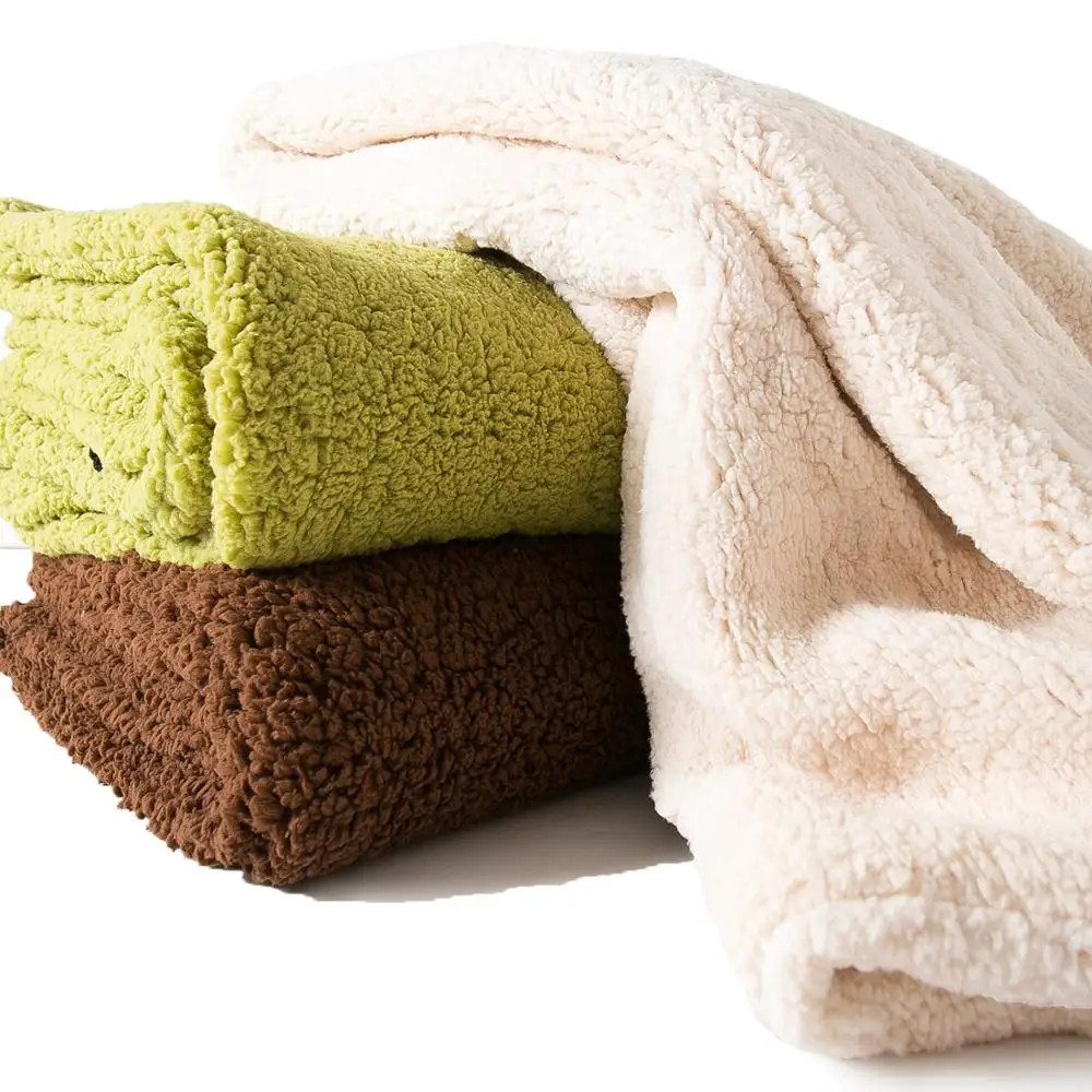 2 Sizes Lamb Cashmere Throw Blanket Warm Soft Blankets for Beds Fluffy Fuzzy Fur Blanket Solid Thick Office Home Blanket Towel