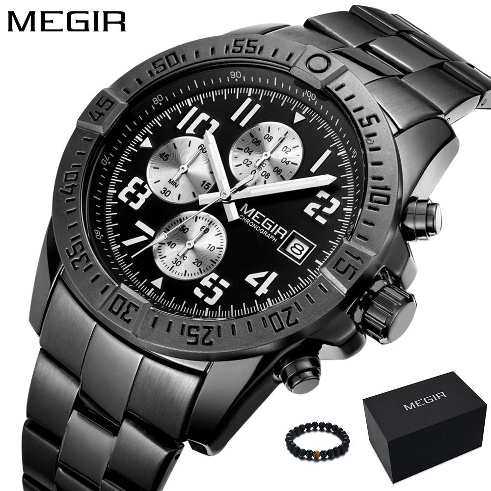 Часы MEGIR мужские спортивные кварцевые из нержавеющей стали|masculino|masculinos relogiosmasculino