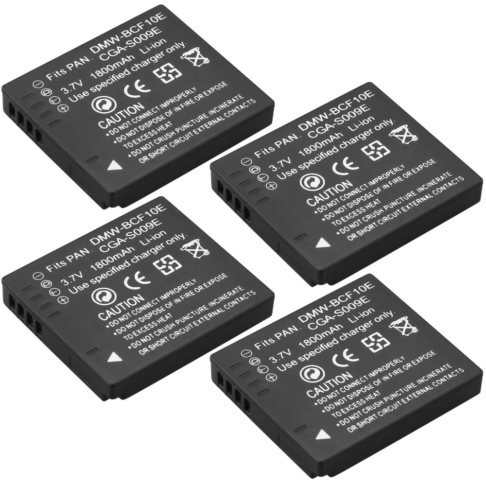 Аккумуляторы для фотоаппаратов Probty 4x DMW-BCF10E DMW BCF10e Panasonic DMC-FS12 FS15 FS25 FS4 FS7 FX40 FX48 FX550 FX580