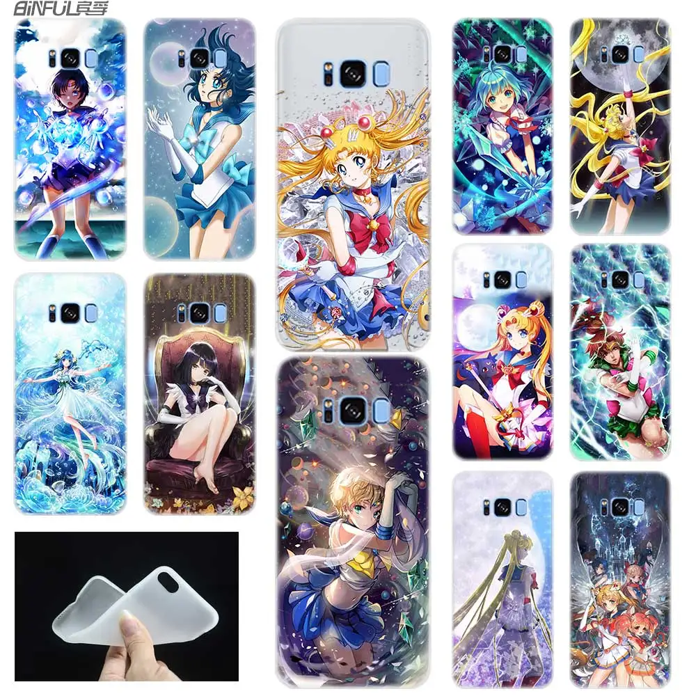 

Case For Samsung S4 S5 Mini S6 S7 Edge Plus S8 S9 Plus S10 Case Cover Soft Silicone 3D TPU M20 Sailor Moon pattern