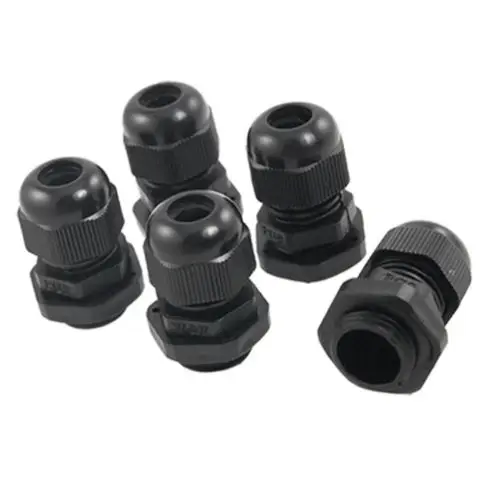 5 Pcs PG9 Black Plastic Waterproof Cable Connectors Newin Connectors