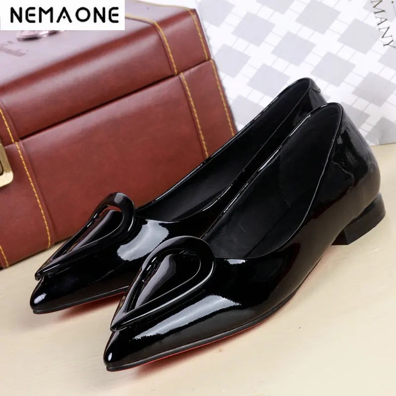 

NeMAONe Women Flats Shoes patent leather Woman Loafers Summer metal love wedding Shoes Women Zapatos Mujer