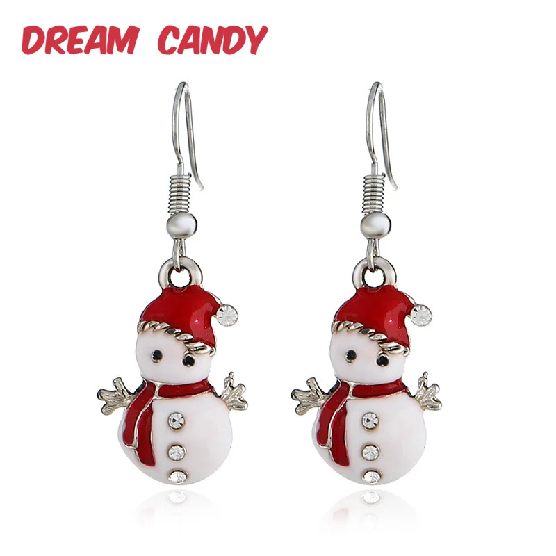

Dream Candy Cute Rhinestone Snowman Earrings for Women Trendy Enamel Long Dangle Earrings Creative Earrings Jewelry Gift 2019