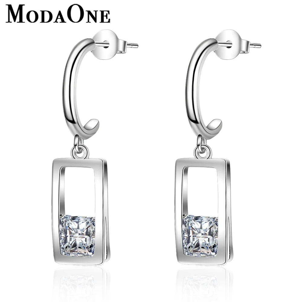 

ModaOne Zircon 925 Sterling Silver Korean Long Big Drop Wedding Earrings For Women Jewelry Gift Pendientes Kolczyki Oorbellen