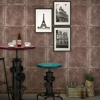 

3d papel parede Vintage Metal sheet iron Loft Vinyl 3d Lattice wallpaper Rolls for Bar Background Ktv Hotel 3d Wall paper Roll