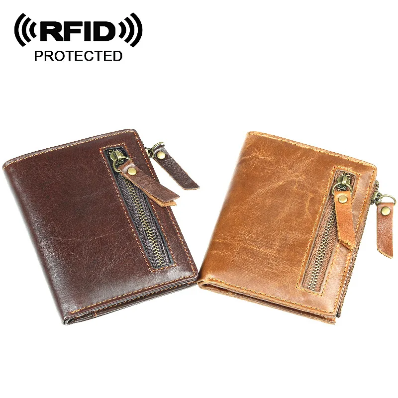 Мужские кошельки Rfid из натуральной кожи кошелек с защитой от кражи мужской