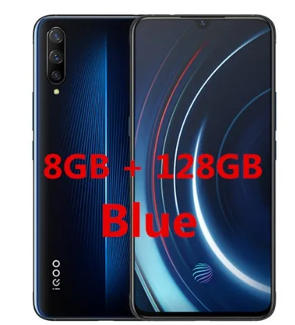 Официальный vivo celular iQOO мобильный телефон Android 9 Snapdragon 855 NFC type-C 4000mAh 44W быстрая зарядка крутой 4D игровой мобильный телефон - Цвет: 8GB  128GB blue