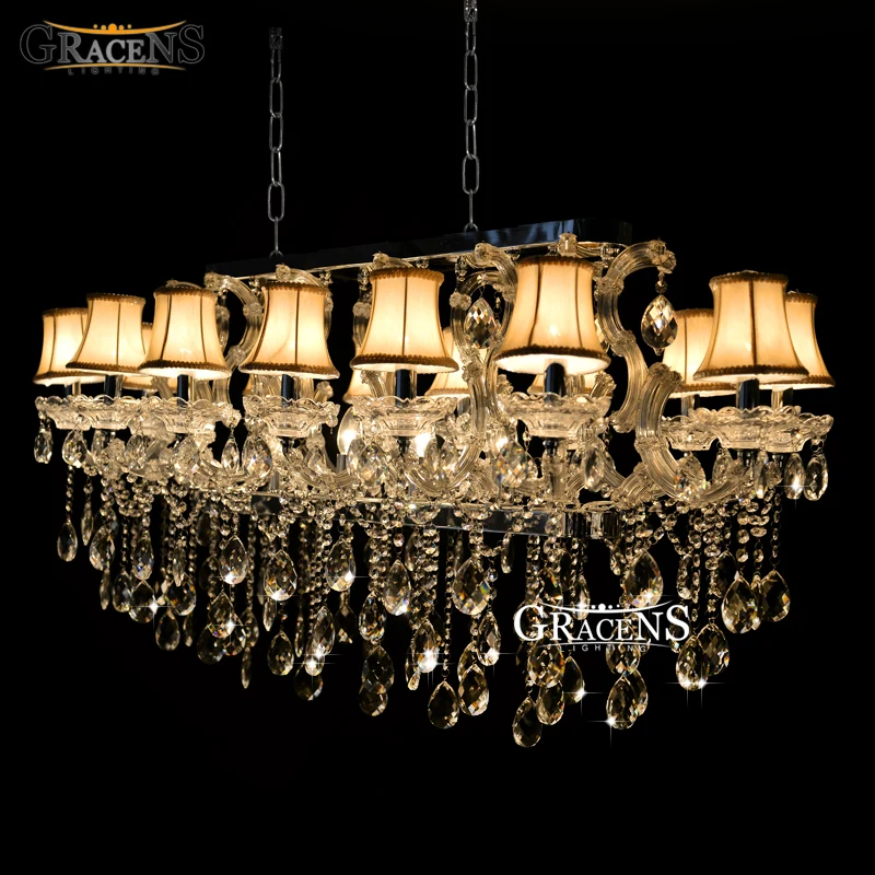 Rectangle Crystal Chandelier Light Fixture, Flush Mount Silver chrystal