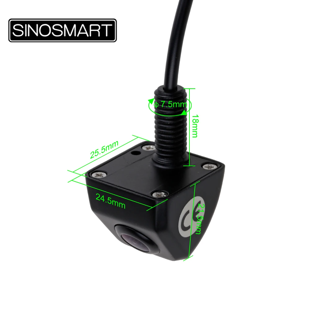 SINOSMART Universal Parking Reversing Backup Camera for Car Vehicle Stainless Metal Chrome Black Small Size|reverse backup camera|backup reverse