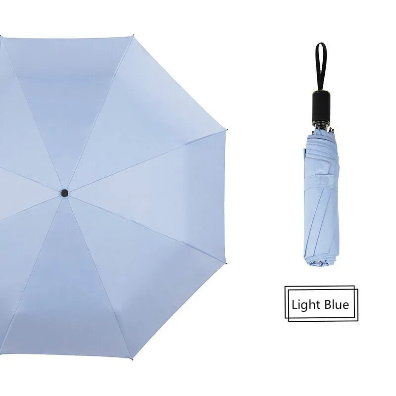 УФ утолщенный сплошной цвет Солнцезащитный козырек черный пластиковый складной трехслойный зонтик армирующий солнечный и дождливый зонтик