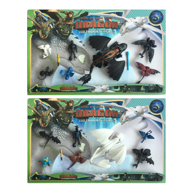 

1Sets 9 inches Night Fury Black/white Toothless PVC dragon model Figure toy Movie How To Train Your Dragon 3 action toys gifts