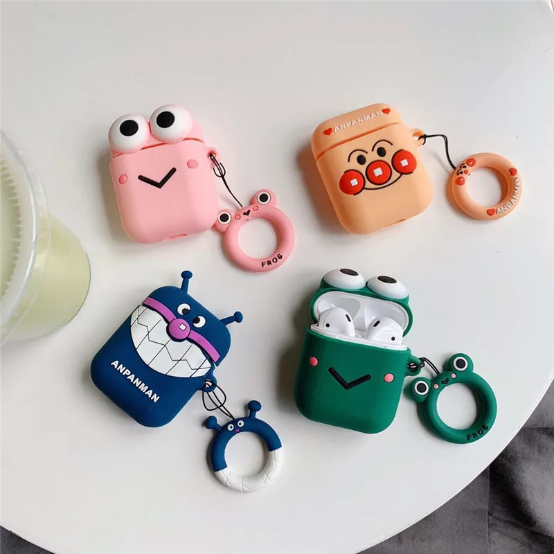 

Bluetooth Earphone Case for Airpods 2 Silicone Accessories Protective Cover ring Bag Strap Cute Cartoon anpanman baikinman