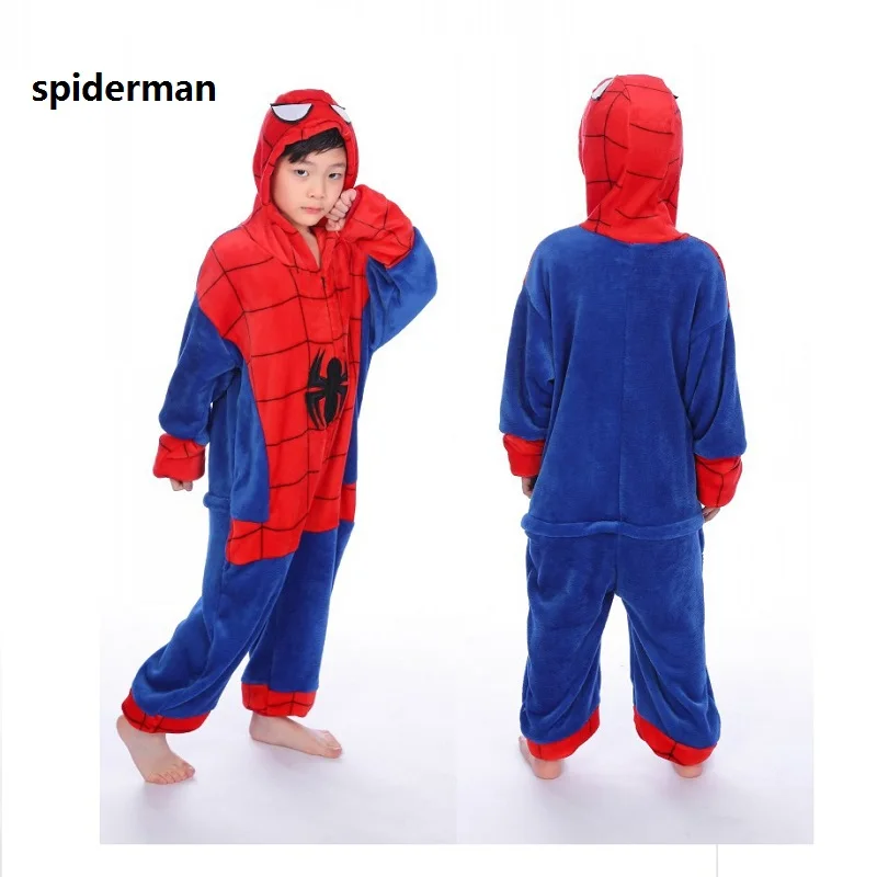 

Christmas children animal unicorn panda spiderman costume Cute boys girls costume Flannel long sleeve hooded costume for kids