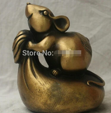 

0 Chinese China Folk Culture Handmade Brass Bronze Statue Lucky Mouse Sculpture
