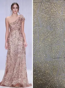 

Hot Sale S-121677 french lace 5yards/lot african sequins lace fabric high quality african tulle lace fabric